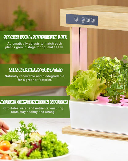 yadoker Indoor Hydroponic Garden System, 8 Pods Smart Growing Kit with LED Grow Light, Automatic Timer, Pump System & 3.5L Water Tank – Ideal for Herb Cultivation (No Seed)