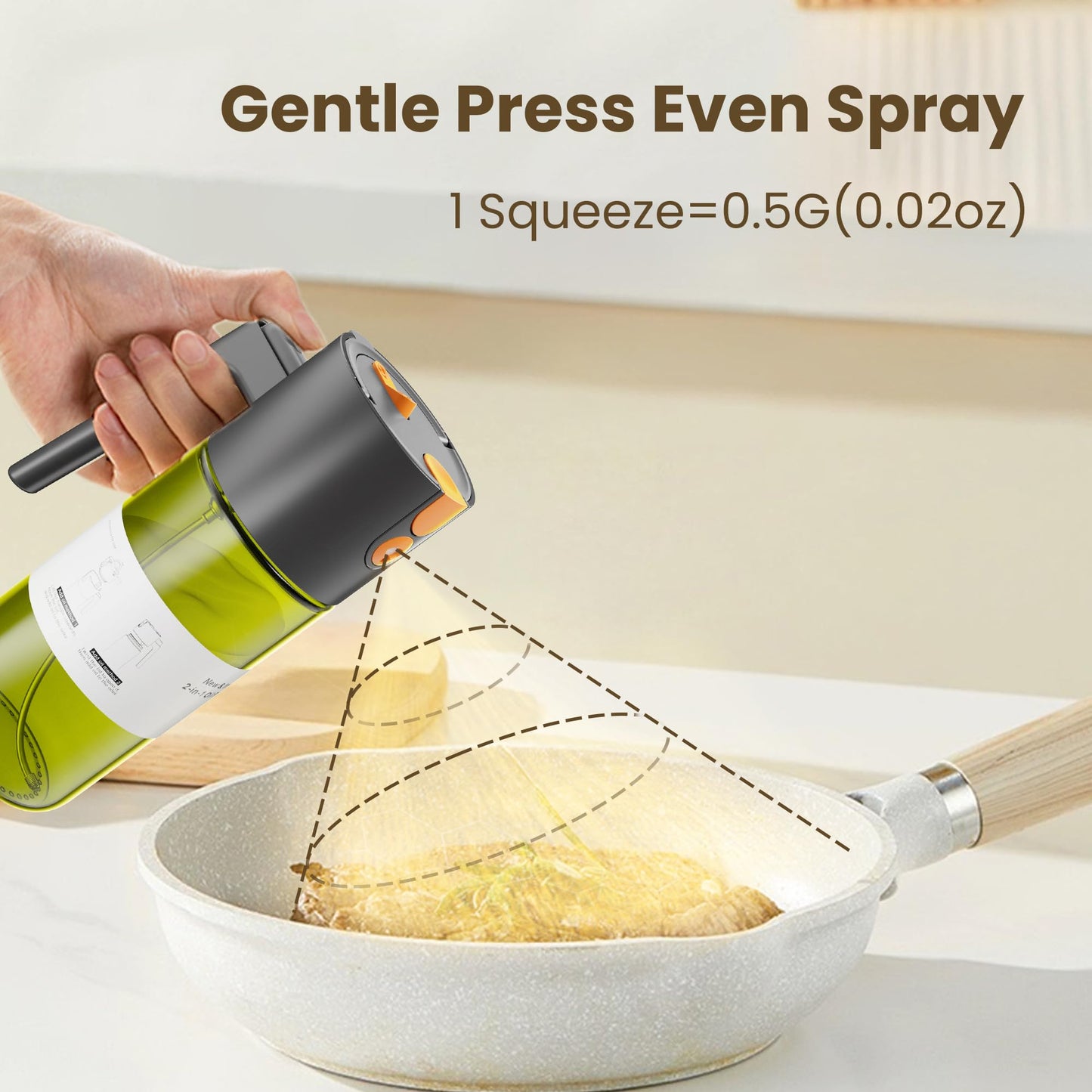 LAKUMIQI 2 in 1 Oil Sprayer for Cooking, 17oz Light-Blocking Glass Spray Bottle with Stickers, Oil Dispenser for Salad, Air Fryer & BBQ