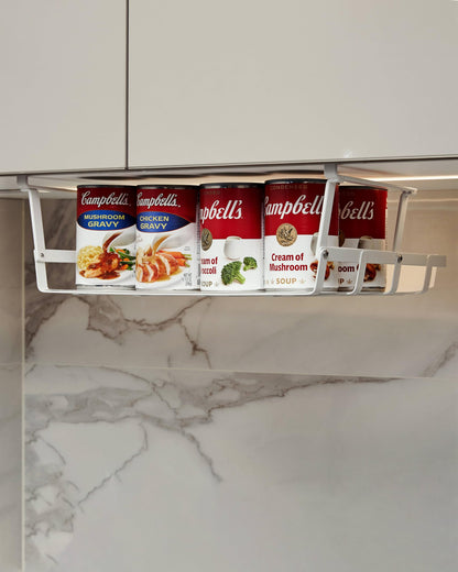 Abitrothy Under Shelf Basket, 2 Pack Under Cabinet Shelf Basket Organizer, Hanging Wire Storage Baskets, Slide-in, Add-on Space Saving for Kitchen Pantry Laundry Room Desk Bookshelf, White