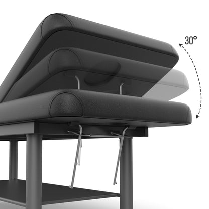 pouseayar Heavy Duty Professional Stationary Massage Bed Wide Stationary Massage Table with Backrest for Treatment Table Physical Therapy Spa Facial Bed, Metal Frame PU Leather, Black