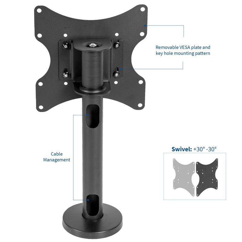 VIVO Swivel Bolt-Down TV Stand for 23 to 43 inch Screens, Desktop VESA Mount, Sturdy Tabletop TV Display STAND-TV00M2