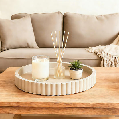HUGZNLFEI Round Decorative Tray for Coffee Table Decor - Resin Modern Table Centerpieces Decorative Trays for Kitchen