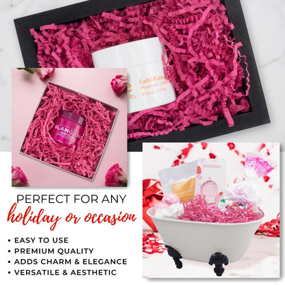 MagicWater Crinkle Cut Paper for Gift Baskets - 1LB - Pink - Perfect for Shredded Paper Filler, Basket Filler, Gift Boxes, Bridesmaid Gifts, Halloween Stuffers & More – Ideal for All Occasions
