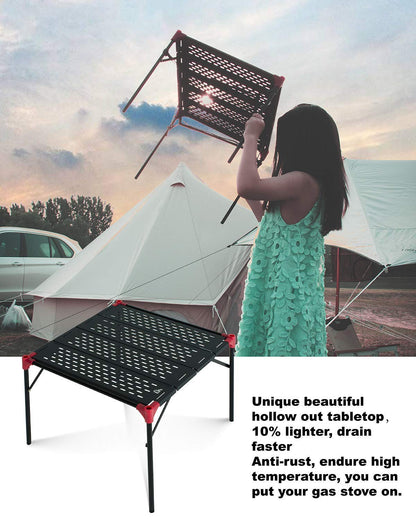 iClimb 2 Extendable Folding Table and 1 Pack Connecting Plates and 1 Lantern Hanger Bundle, Ultralight Compact for Many People Camping Backpacking Beach Concert BBQ Party