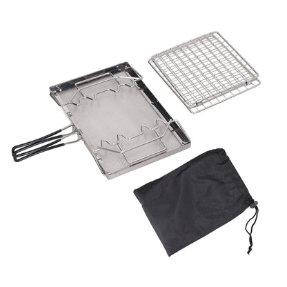 Topyond Portable Stainless Steel Camping Stove Toaster, Folding Outdoor Toaster Rack Holder Stable Structure with Handle for BBQ Camping Picnic