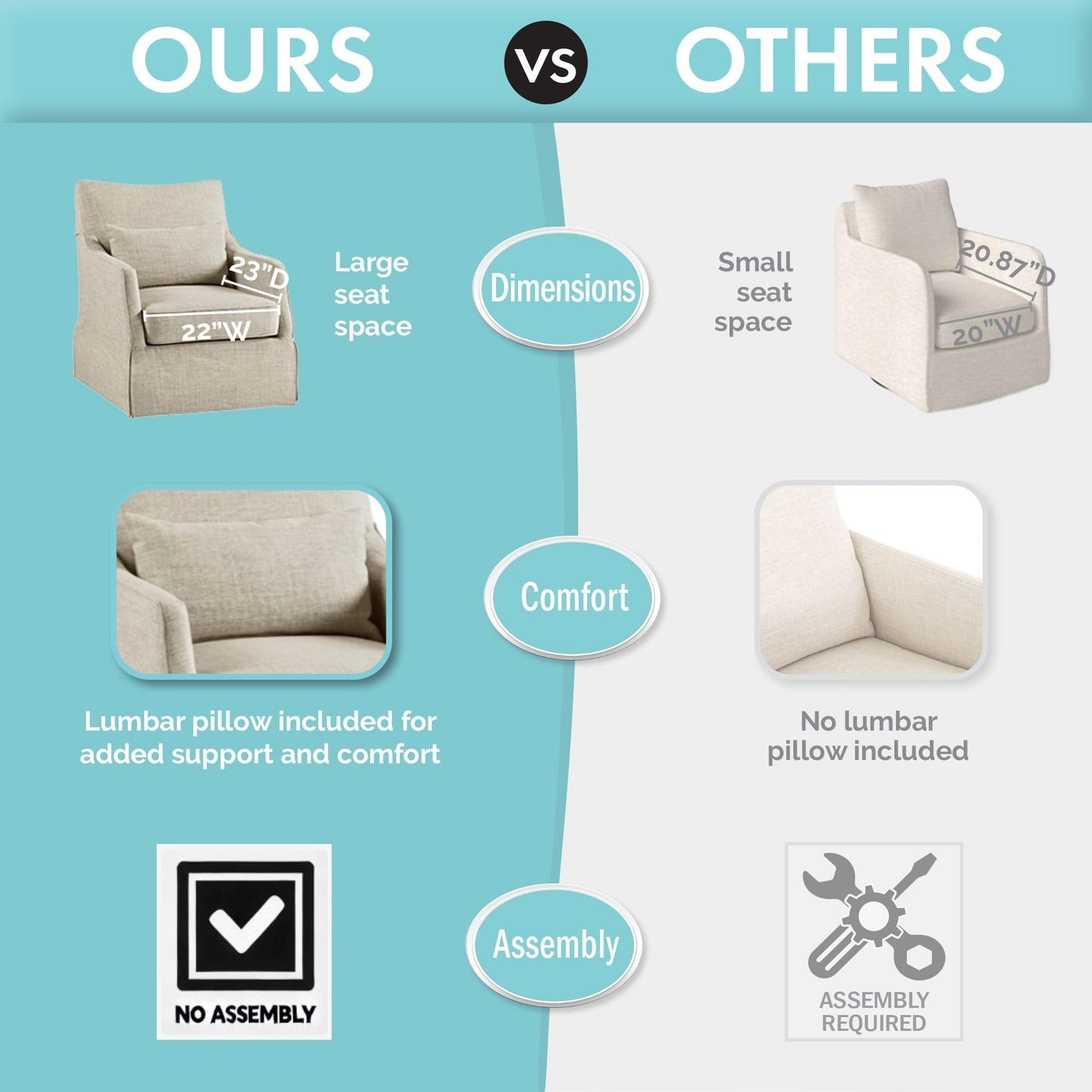Martha Stewart London Swivel Chair - Solid Wood & Plywood, Skirted Metal Base Accent Armchair, Lumbar Pillow -Modern Classic Family Room Sofa Furniture Bedroom Lounge, 28"X31.5"X35.25", Beige Multi