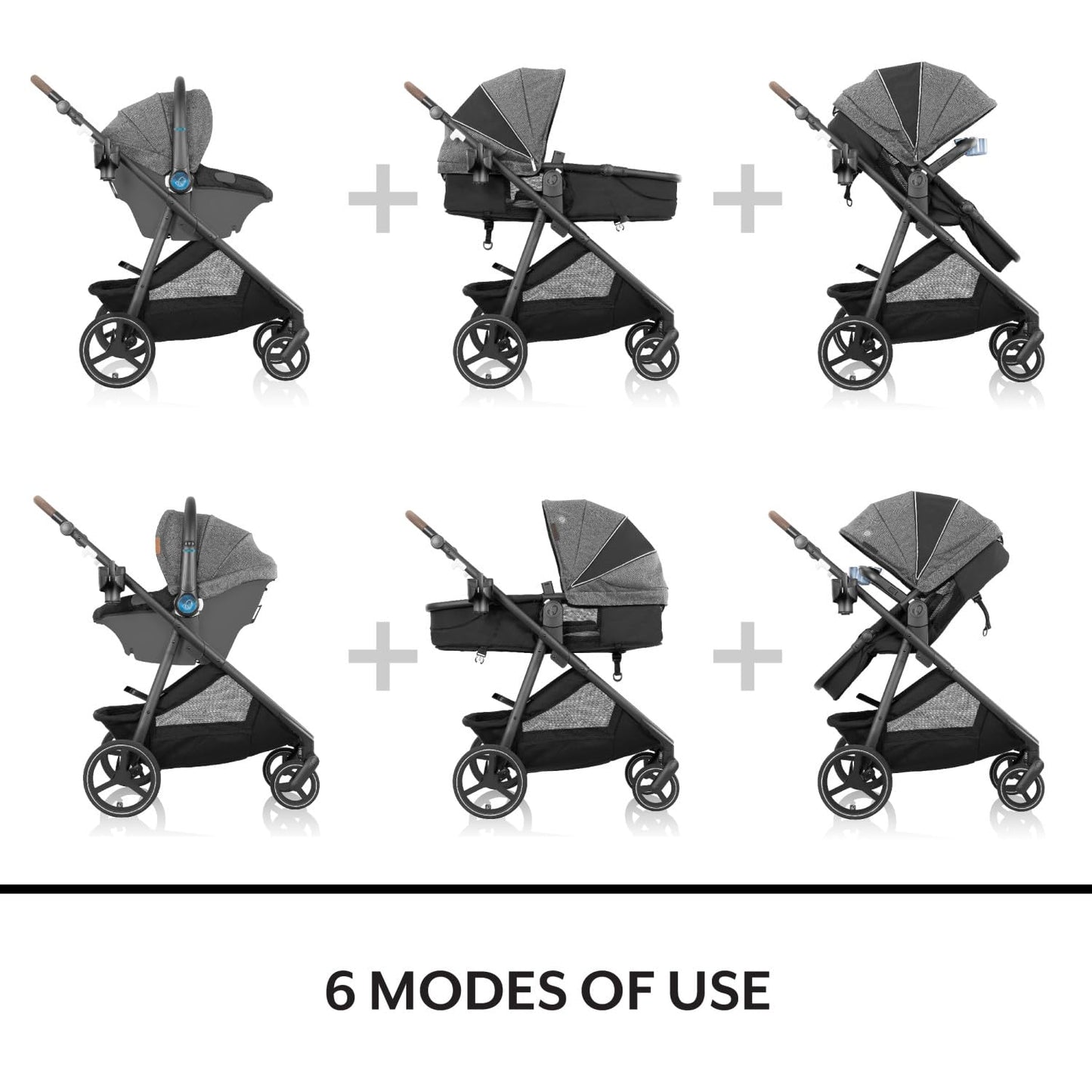 Evenflo Shyft Intuiti+ Travel System Featuring Revolve180 LiteMax NXT Preemie and Infant Car Seat with SensorySoothe and Green & Gentle (Jasper Black)