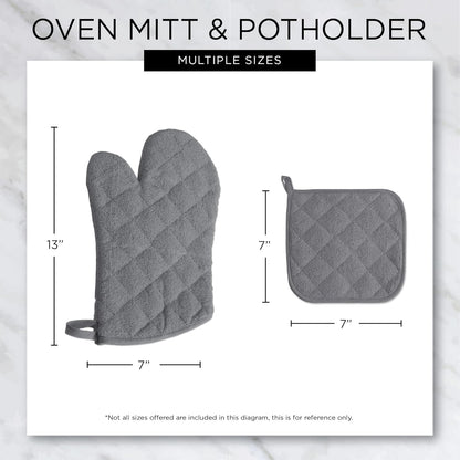 DII Basic Terry Collection Quilted Potholder, 100% Cotton, Stone, 3 Piece