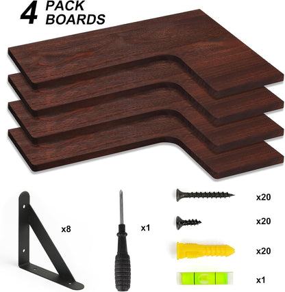 Room(Set 4 YGEOMER Corner Floating Shelves, Wall Mounted Corner Shelf for Bathroom, Kitchen, Bedroom, Home Decor