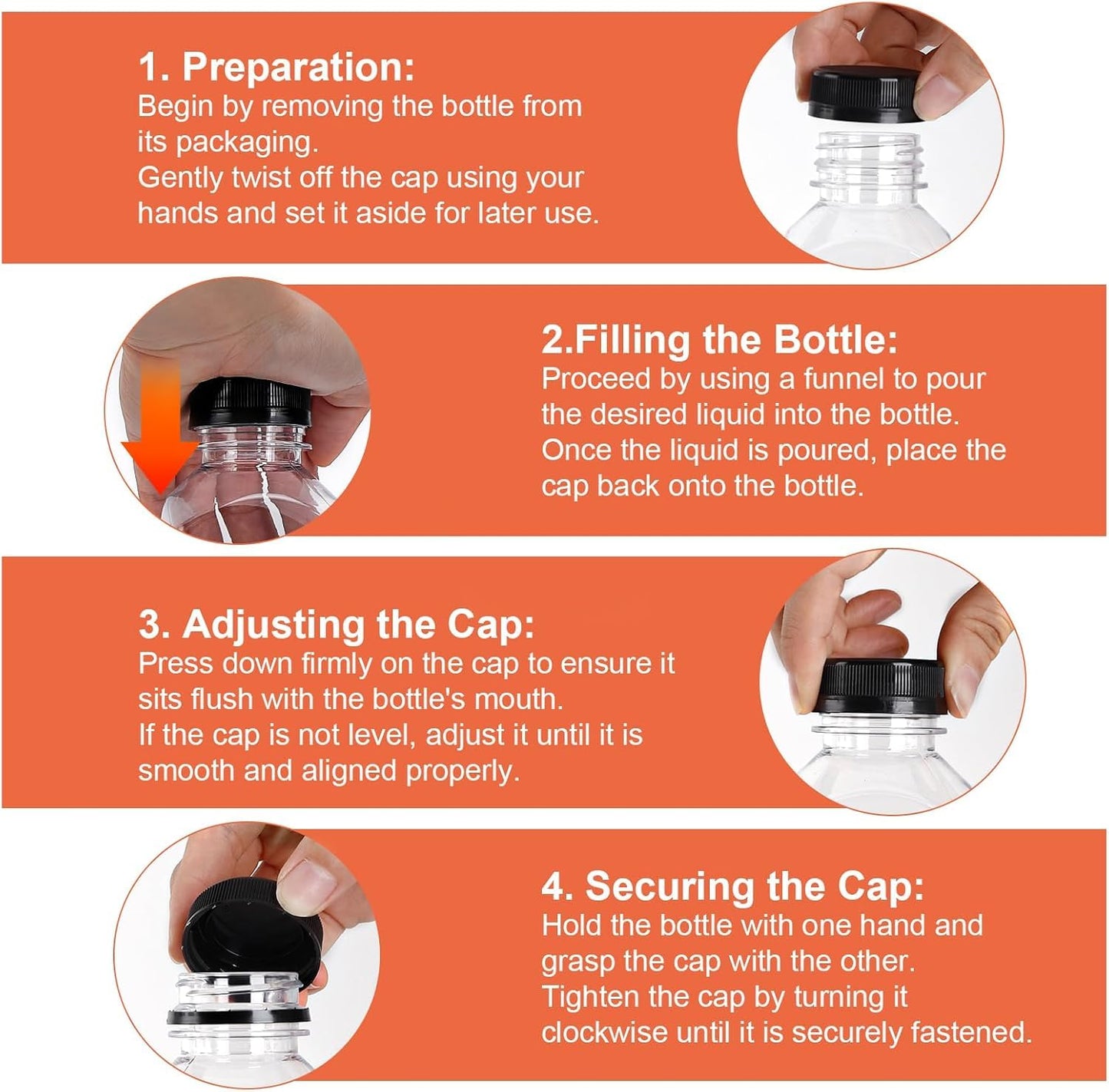 OBKJJ 40 pcs 12oz Pcs Juice Bottles, Juice Bottle with Caps Reusable Empty Clear Bottles with Label, Funnel, Brush Bulk Beverage Containers for Juicing, Drinking, Smoothie and Other Beverages (12-OZ)