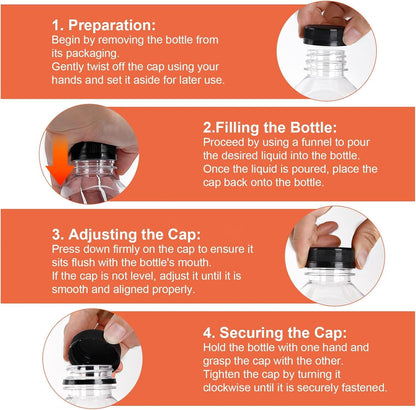 OBKJJ 40 pcs 12oz Pcs Juice Bottles, Juice Bottle with Caps Reusable Empty Clear Bottles with Label, Funnel, Brush Bulk Beverage Containers for Juicing, Drinking, Smoothie and Other Beverages (12-OZ)