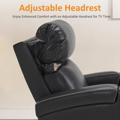 MCombo Power Recliner Chairs, Leather Recliner Chair for Adults, Home Theater Seating with Adjustable Headrest, USB Ports, LED Light & Armrest Storage, Recliners for Living Room HTS400 (Neutral Grey)