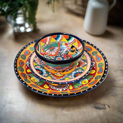 Handmade Talavera 12-Piece Dinnerware Set | Mexican Pottery for 4