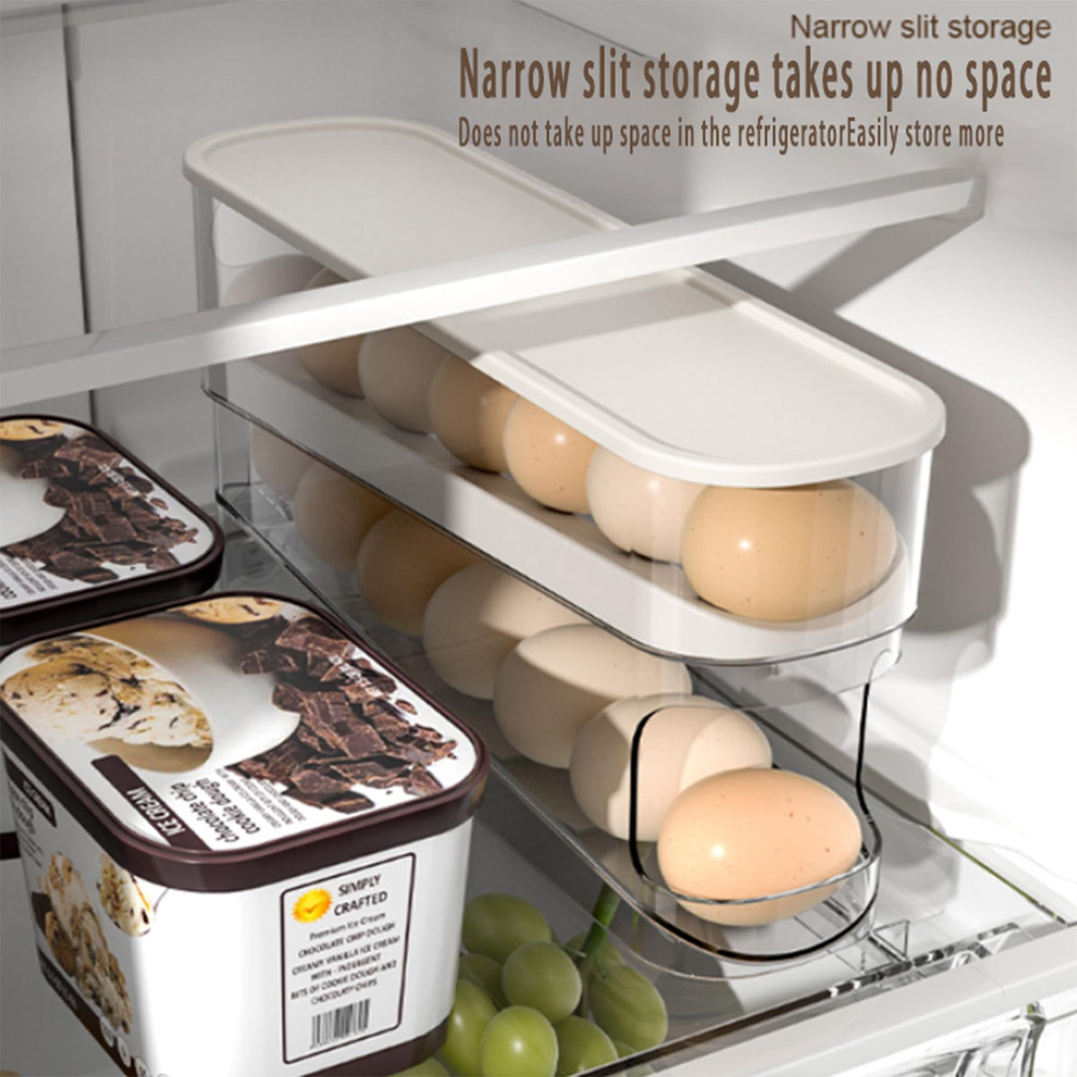WACOI Auto Rolling Fridge Egg Organizer, Space Saving Eggs Dispenser for Refrigerator Storager, Home Egg Holder, 1 pack