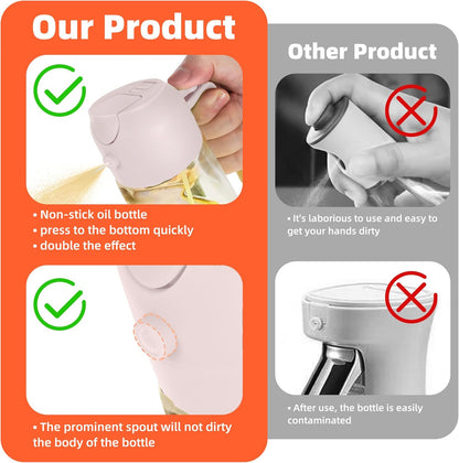 TrendPlain 16oz Glass Olive Oil Sprayer - 2-in-1 Dispenser for Cooking, Air Fryer & BBQ | Peach Color