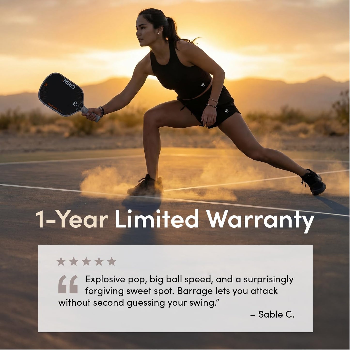 CRBN Pickleball - TruFoam Barrage 4 Pickleball Paddle - Hybrid AeroCurve - Carbon Fiber Pickleball Paddle - 100% Foam Floating Core Designed for Maximum Power, 14mm