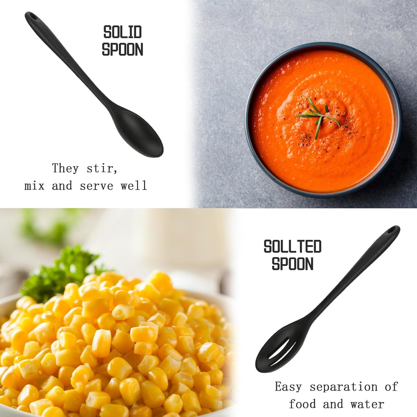 Silicone Kitchen Utensils Set of 10 for Cooking, Nonstick Cookware, Includes Slotted Turner, Soup Ladle, Tongs & Holder