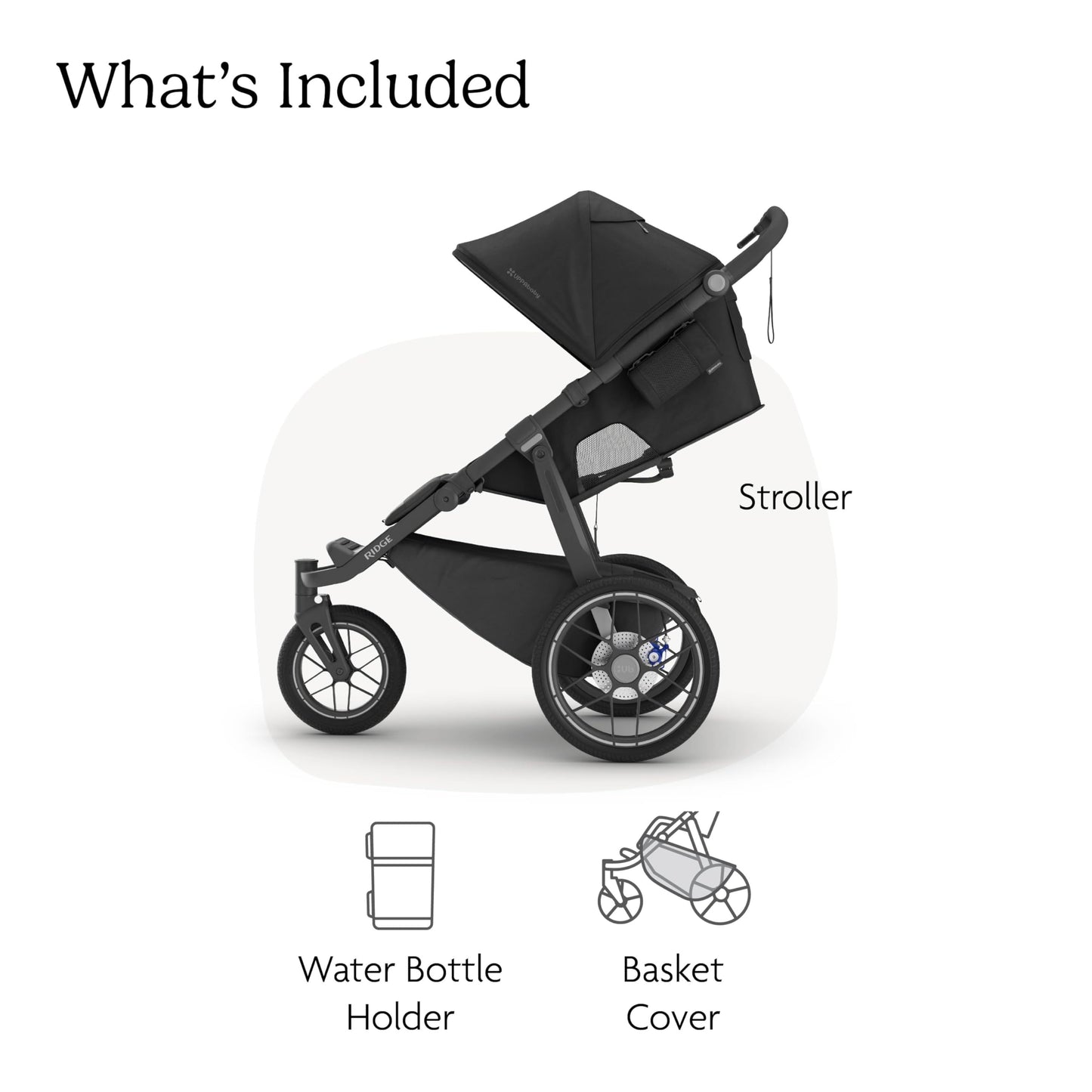 UPPAbaby Ridge V2 Jogging Stroller | All-Terrain Performance Suspension + Never-Flat Tires Built for Walking, Running + Trails | Water Bottle Holder Included | James (Black |Carbon Frame)