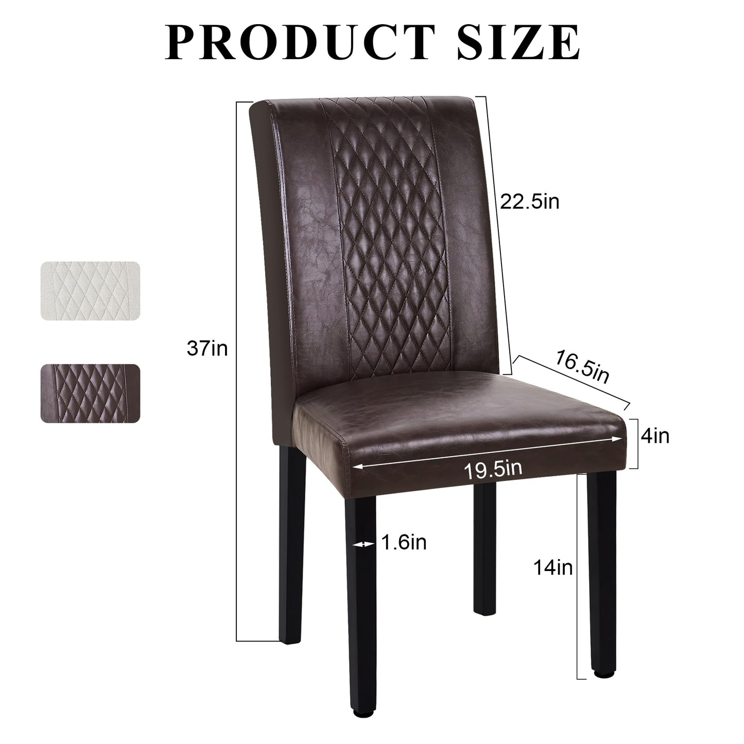 VECELO Dining Chairs Set of 6, Upholstered PU Leather Wood Legs High Back for Kitchen Living Room, Coffee