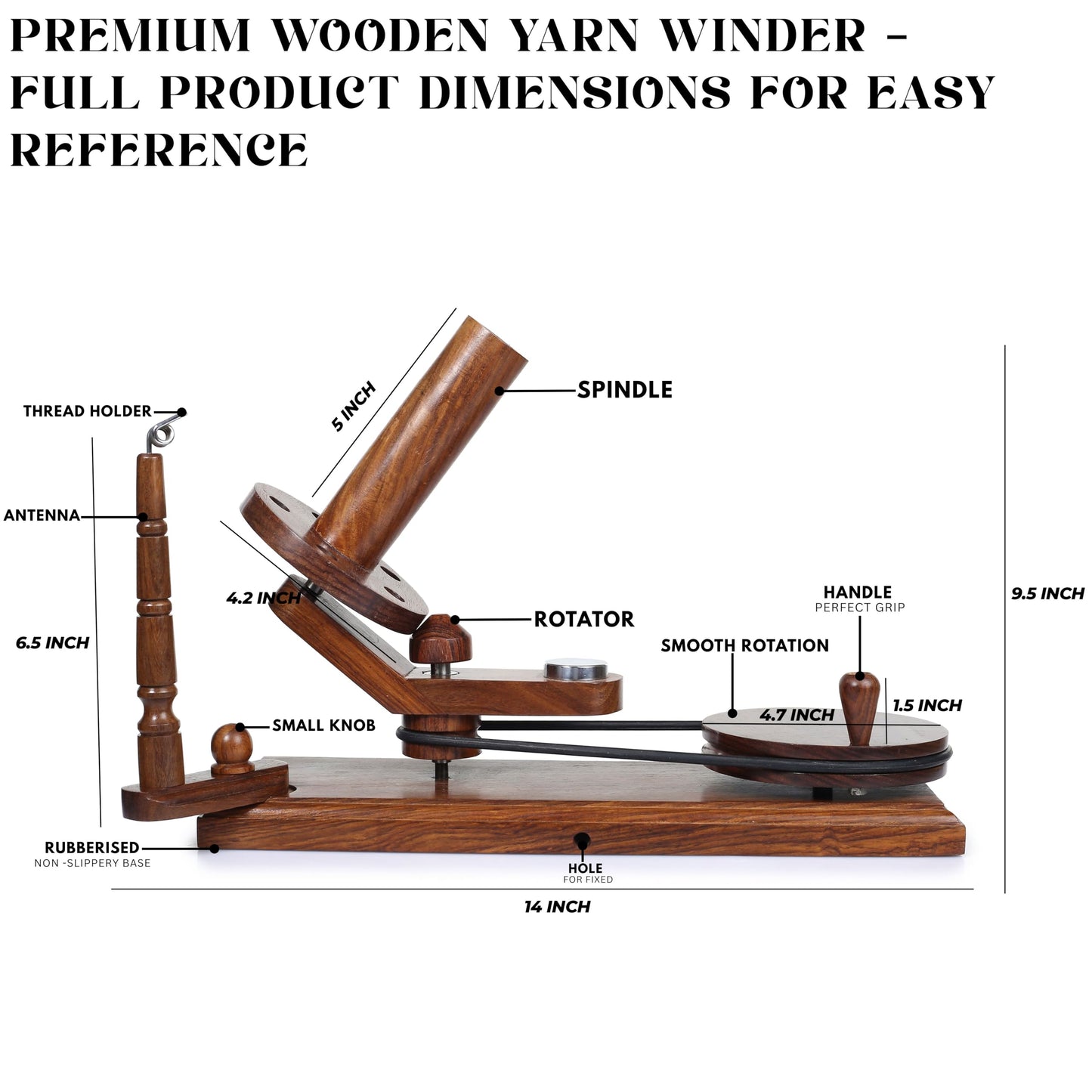 Bhartiya Handicrafts Wooden Yarn Ball Winder & Table Top Swift Set, Hand Operated Rosewood Combo Winder, Large Capacity 8 to 10 oz Yarn Fiber Winder, Wool String Swift Winder (Rosewood Winder & Swift)
