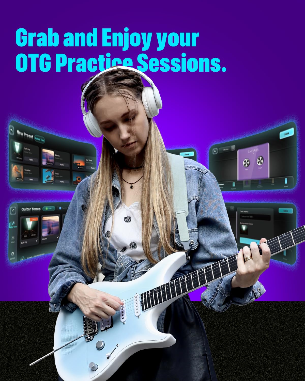 Enya Inspire 39" Smart Electric Guitar - Carbon Fiber Body with Built-in 15W Speaker, 20 Tones & App Control, 4 Presets, Bluetooth, Gig Bag Included, 2-Year Warranty
