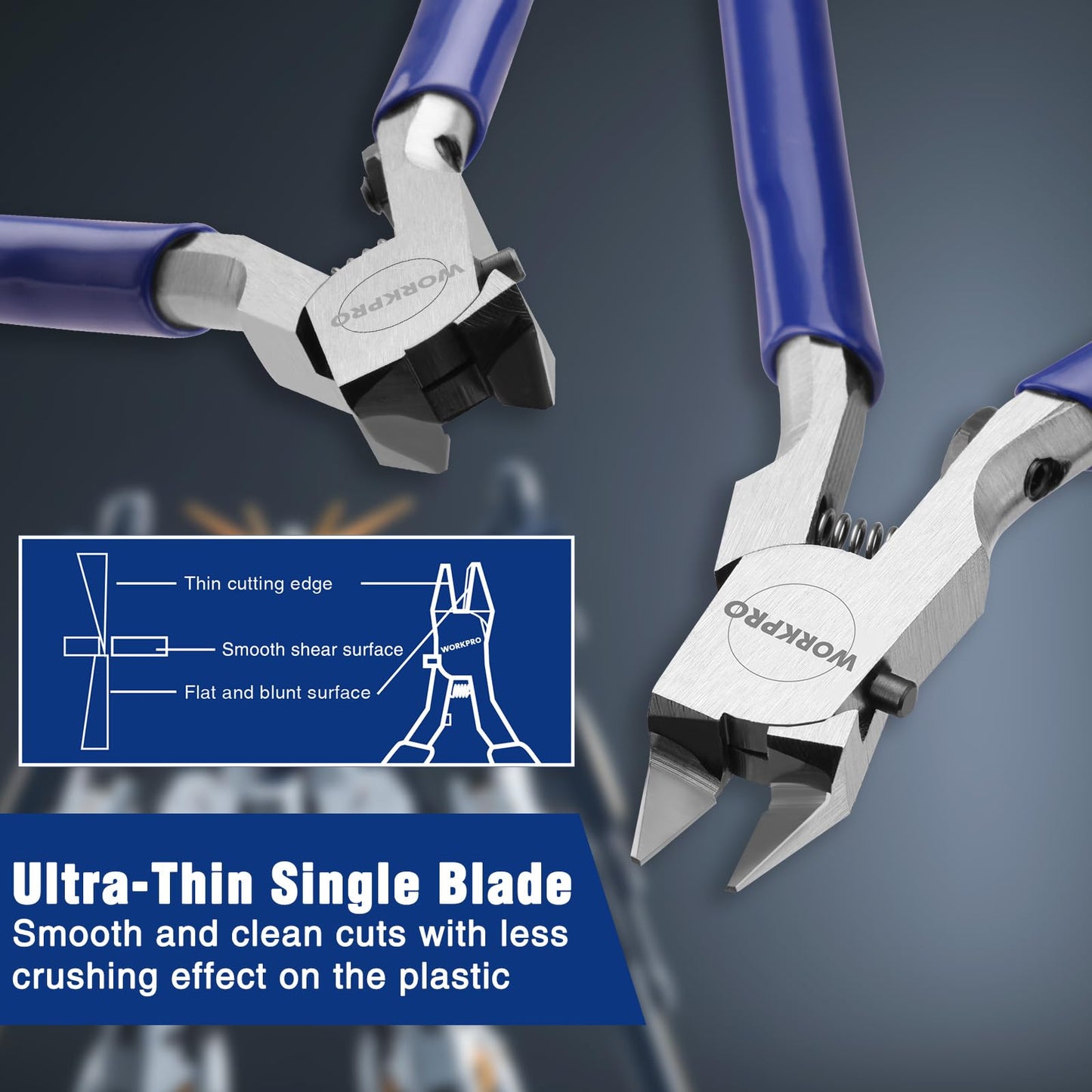 WORKPRO 4.7" Model Nippers Tool, Ultra-thin Single Blade Nipper for Plastic Model, Non-slip Sprue Cutter for Model Building Repairing and Fixing