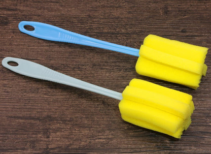 Mini Skater 6Pcs Sponge Cleaning Brush with Long Plastic Handle for Feeding Bottle and Cup Cleaning