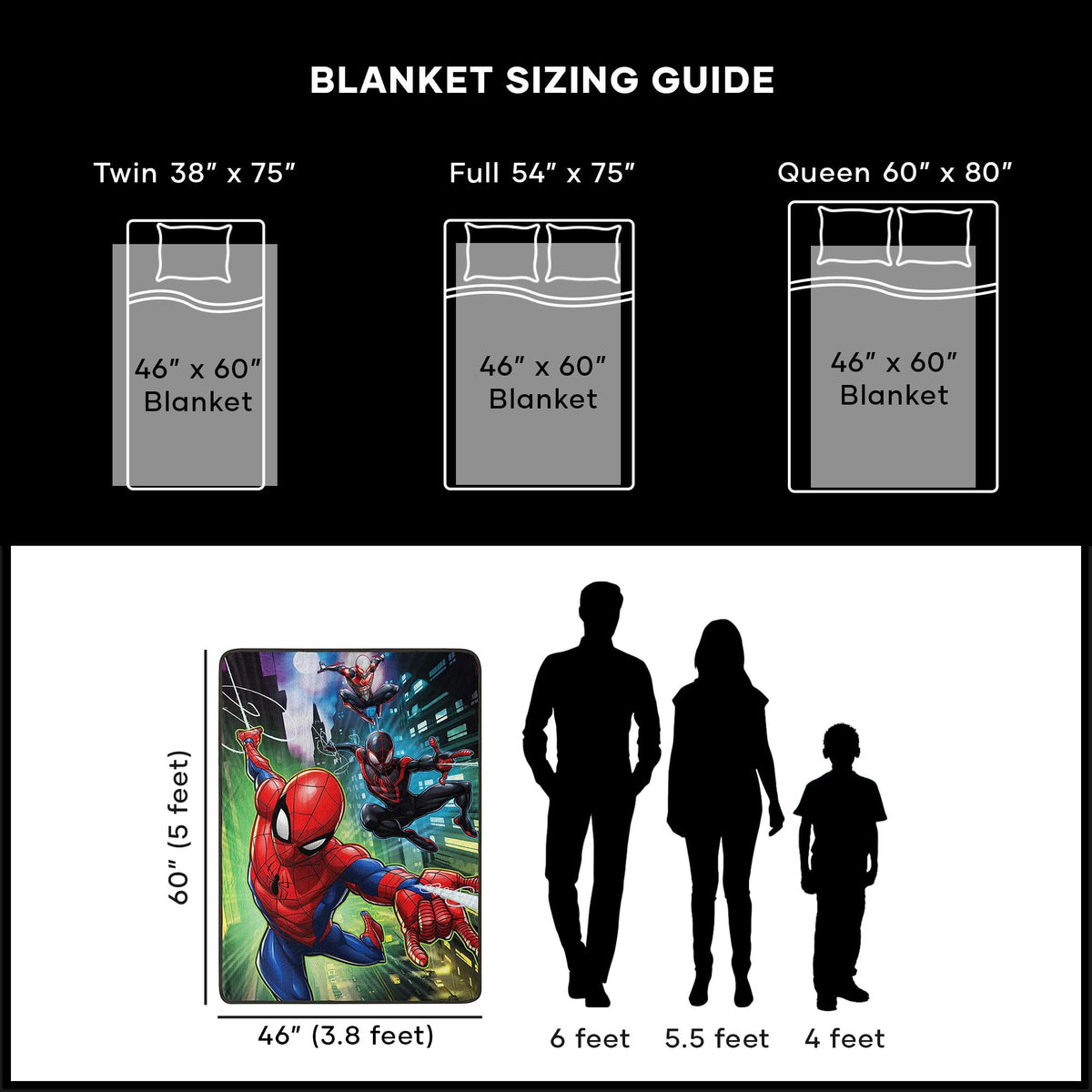 Northwest Spider-Man Micro Raschel Throw Blanket, 46" x 60", Swing City