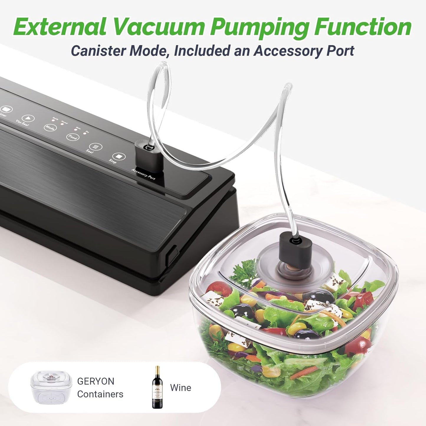 GERYON Vacuum Sealer Machine, Food Vacuum Sealer with Powerful Suction, Easy to Use, Starter Kits Included