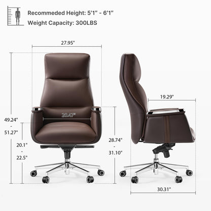 EUREKA ERGONOMIC Royal II Executive Office Chair High Back, Big and Tall with Extra Wide Seat, Silicone Leather Desk Chair Computer Chair, Modern Office Chair Home Office Desk Chairs-Brown