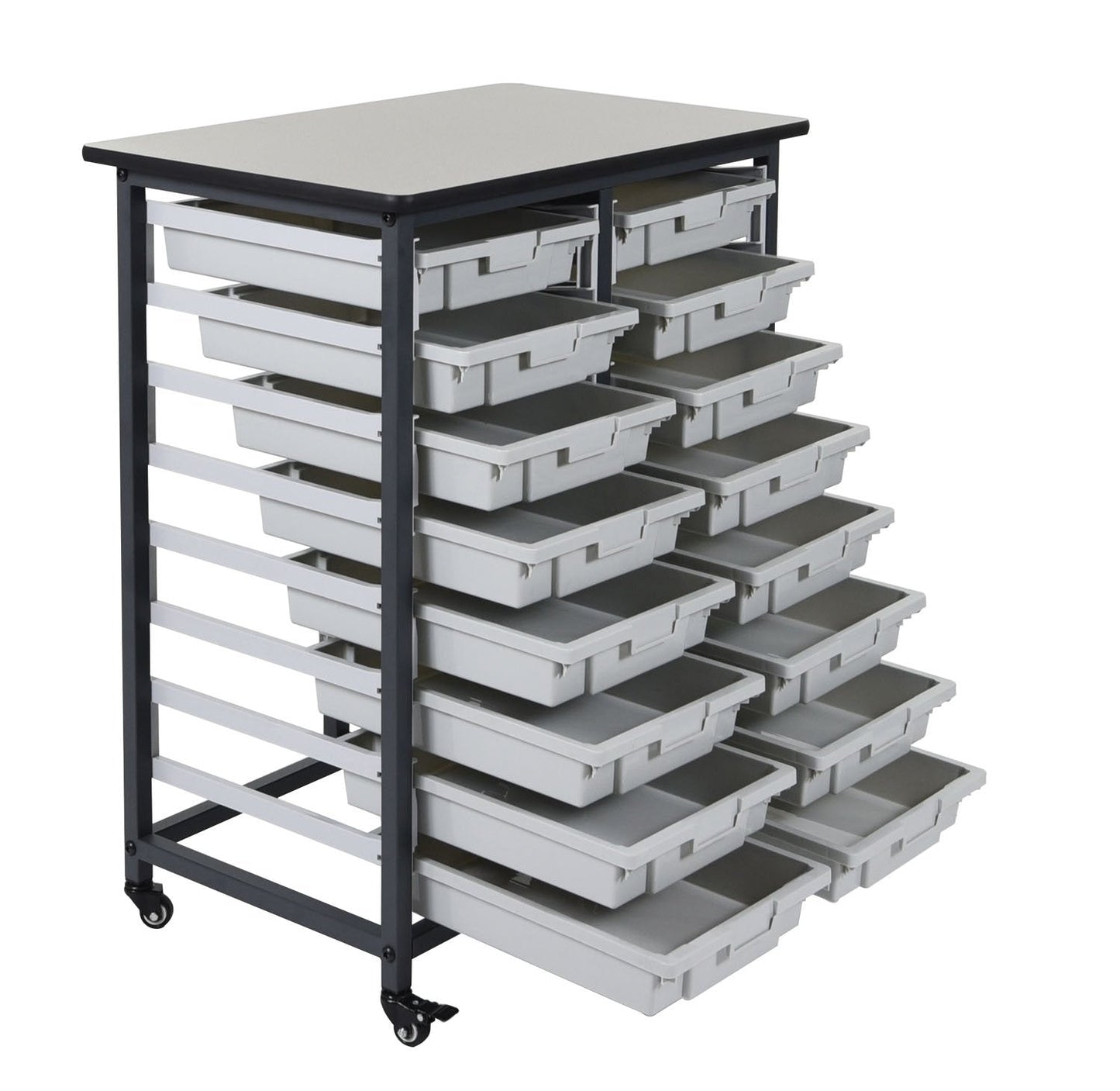 LUXOR MBS-DR-16S Mobile Bin System - Double Row Grey 20 L x 30 75 W x 37 5 H
