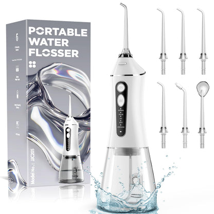 Water Flosser for Teeth Cleaning and Flossing, 5 Modes Rechargeable Cordless Oral Irrigator 320ml Water Tank Teeth Cleaner, IPX7 Waterproof Portable Electric Dentel Flossers for Home and Travel,Pink