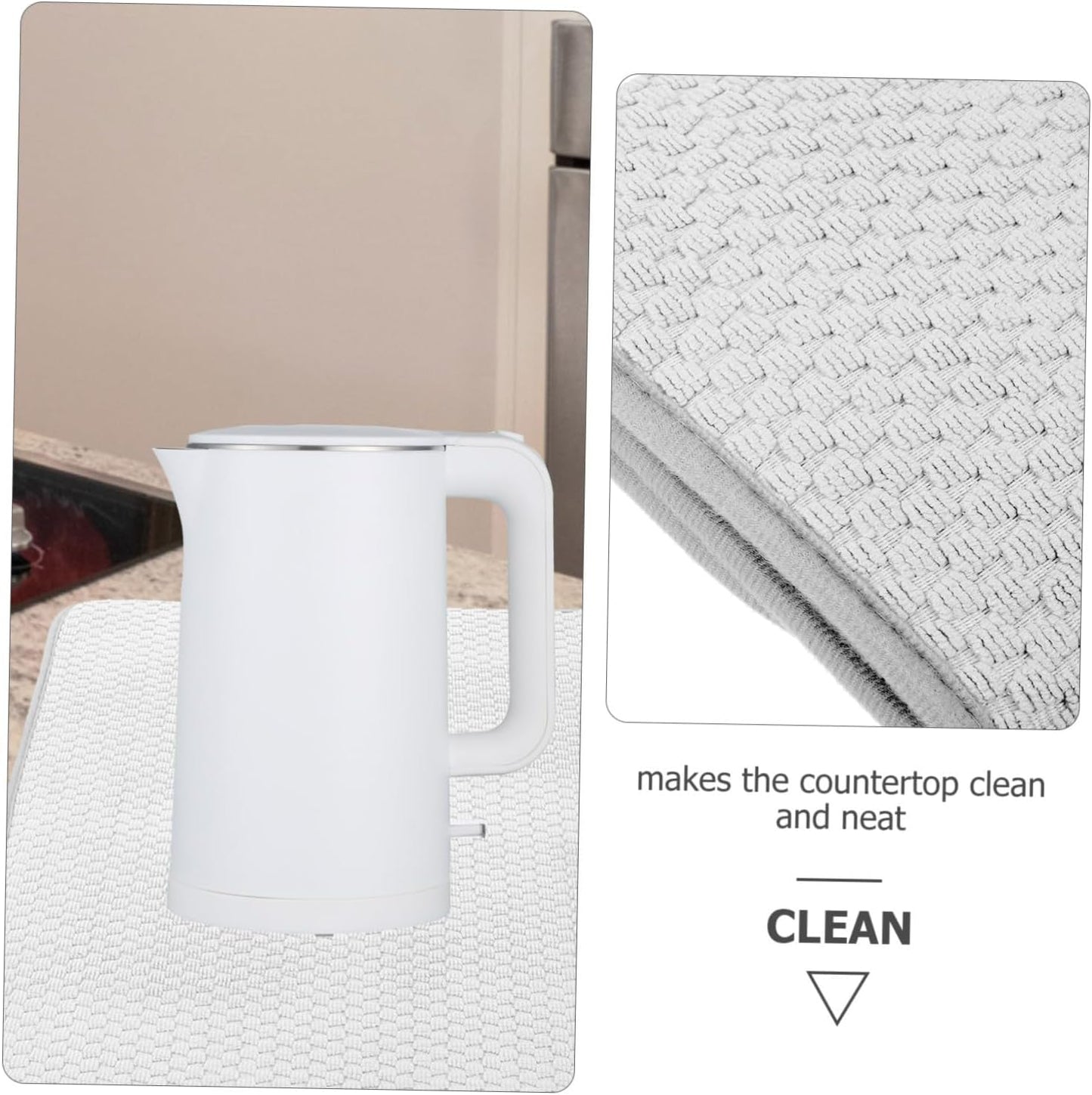 Ciieeo White Kitchen Drain Mat, Foldable Drying Pad for Tableware, Microfiber Dish Drying Mat for Countertop