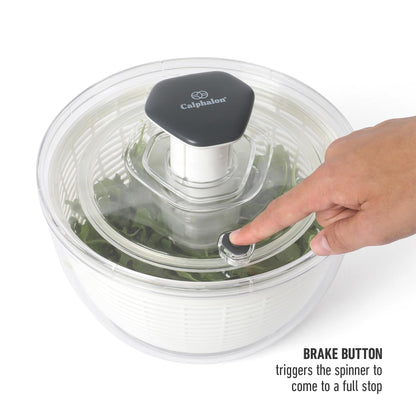 Calphalon Aero 6.3 Qt Salad Spinner, Fruit Wahser, Fruit Washing Bowl with Strainer, Vegertable Cleaner, Salad Cleaner, Lettuce Washer