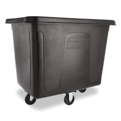 Rubbermaid Commercial Products Cube Basket Truck with Wheels/Casters, 500 lbs Capacity, Rectangular, Black, For Laundry/Waste/Trash/Heavy Materials