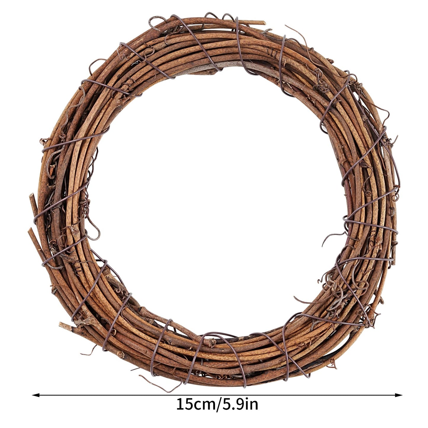 Grapevine Wreath Set, Marrywindix 10 Pieces Natural Vine Branch Wreath Christmas DIY Rattan Wreath Garland for Christmas Holiday Craft Wedding Decor (6 in.)