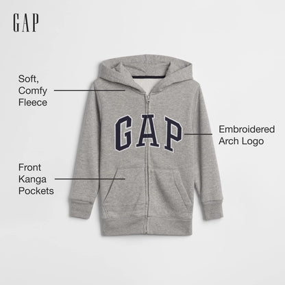 GAP boys Logo Hoodie Zip Sweatshirt, Pure Red V2, X-Small US