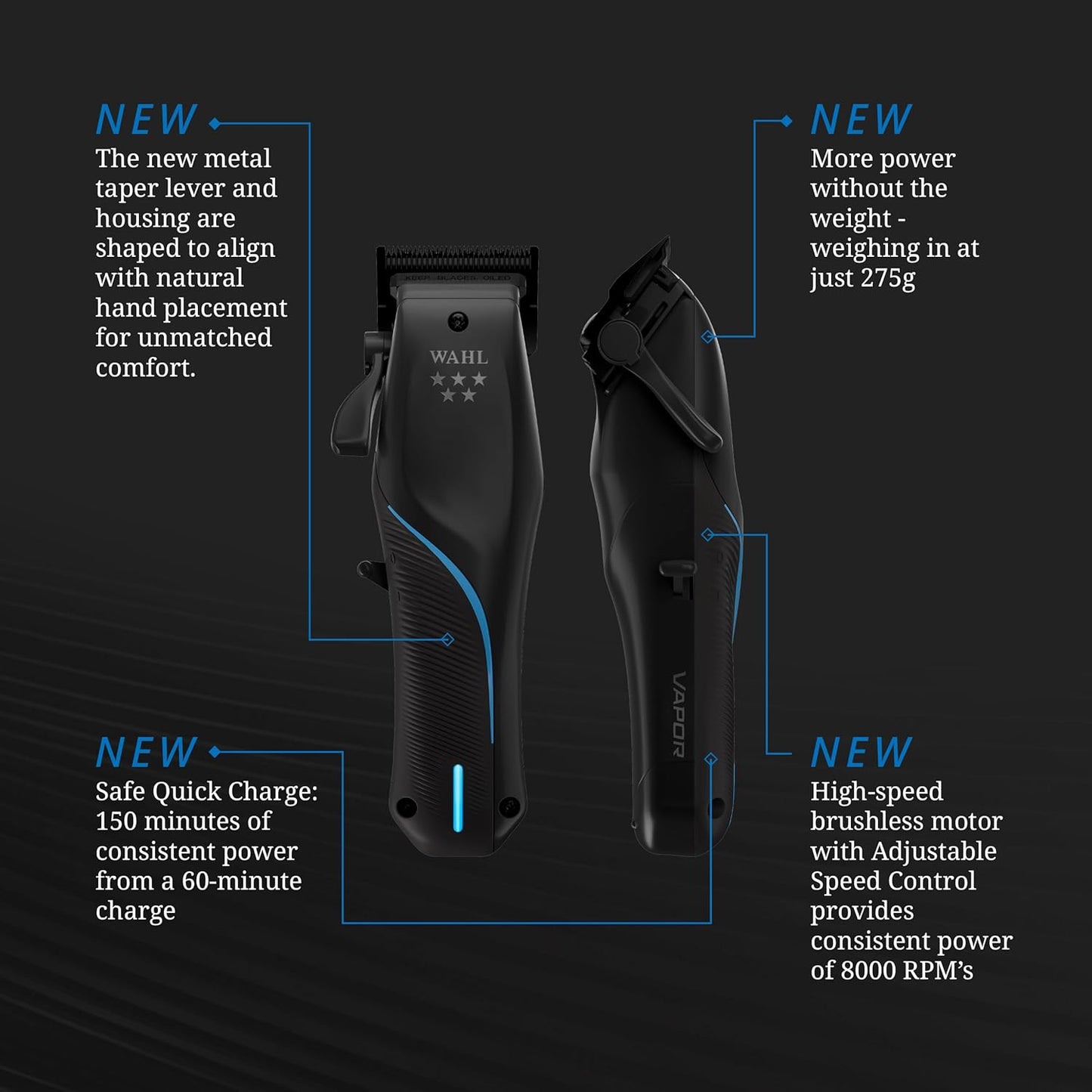 Wahl Professional 5 Star Vapor Clipper Corded and Cordless Operation F32 Adjustable Balding Blade Adaptable Speed