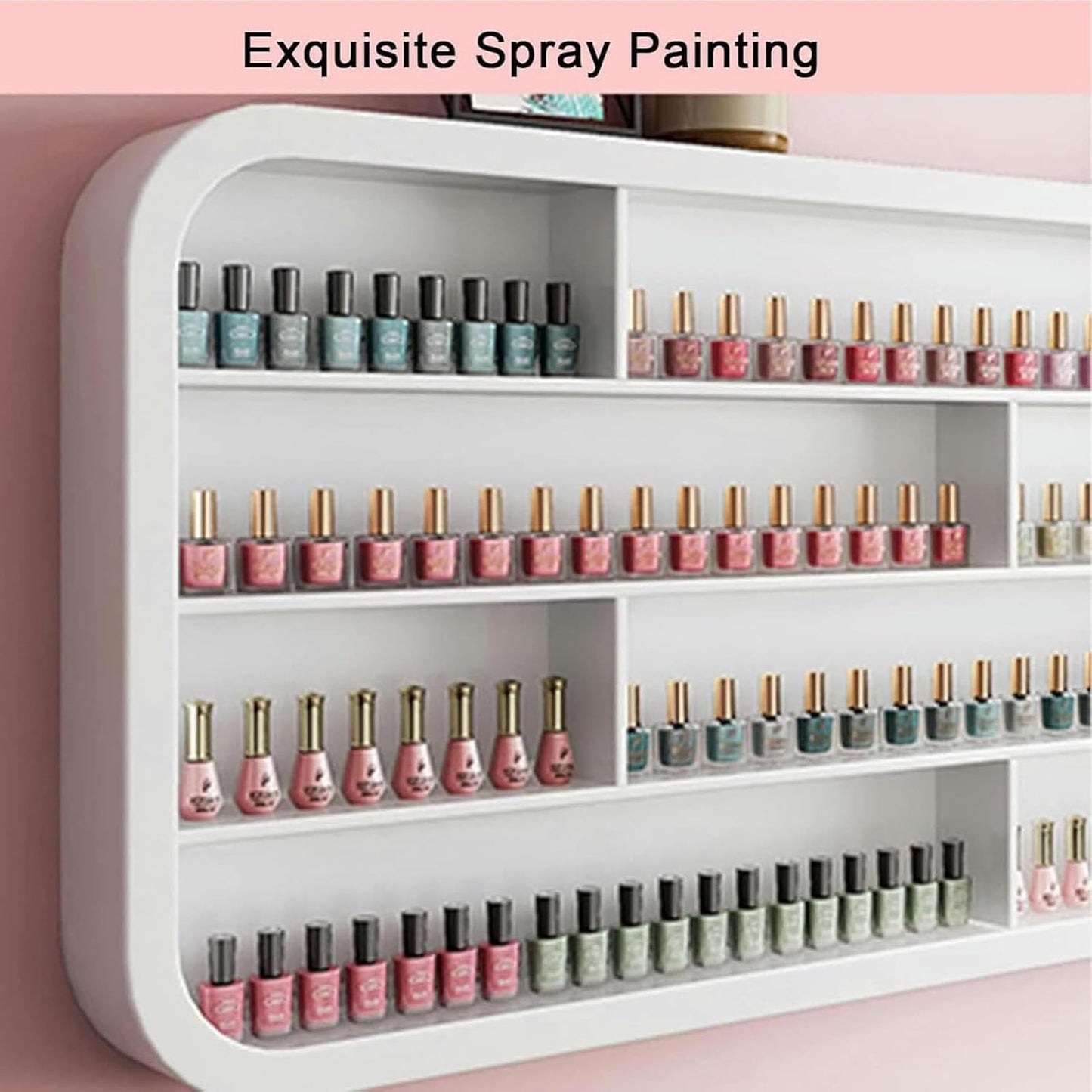 Wall-Mounted Wooden Nail Polish Display Rack, Nail Polish Bottle Storage Display Rack,Perfume Wall Shelf Essential Oil Organizers,for Nail Salon Shop/Retail Shop,1m