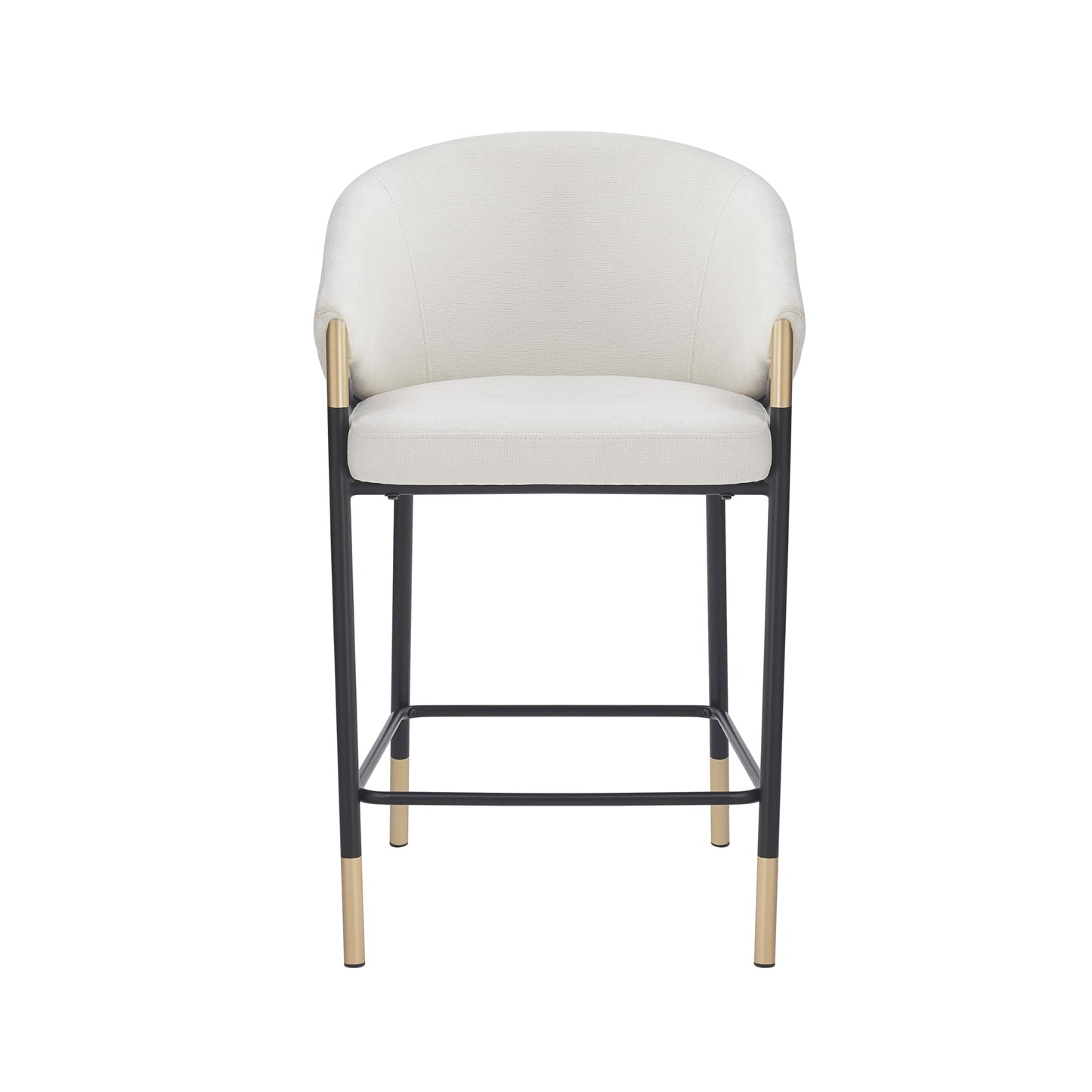 Christopher Knight Home Jymer Modern Counter Stool Set of 2, Kitchen Counter Height Bar Stool, Cocktail Stool with Curved Backrest, Fabric Upholstered Armchair for Home Bar Table, Beige+Gold+Black