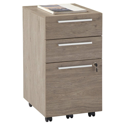 Realspace® Trezza 19" D Vertical 3-Drawer Mobile File Cabinet, Light Oak