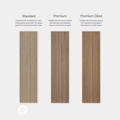 WVH Luxury American Oak Acoustic Slat Wood Wall Panels, Measures 118.11" x 25.20", Premium Finish, Interior Decor for Walls & Ceilings, Noise Cancelling & Sound Absorbing for Home & Office, 2pcs