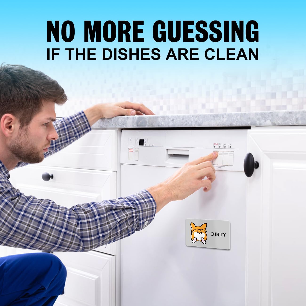 Cute Cartoon Animal Clean Dirty Dishwasher Magnet, Double Sided Kitchen Reversible Sign, Apartment Accessories Magnet