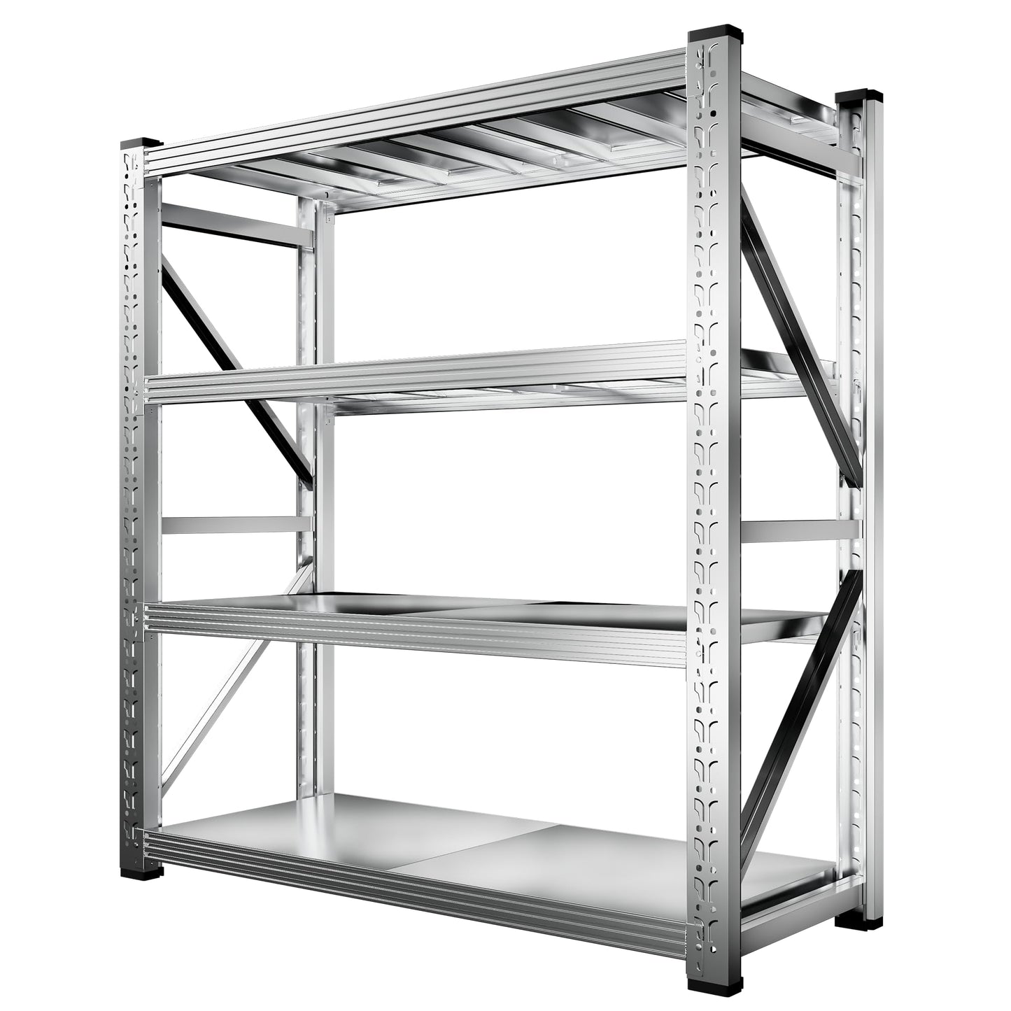 Kobito 68.9W'' Storage Shelves 4 Tier Stainless Steel Shelf Utility Rack Shelf 2200LBS Adjustable Shelf Storage Rack for Garage Supermarket, Warehouse,Industrial,Basement,68.9" Wx70.87''Hx23.7''D