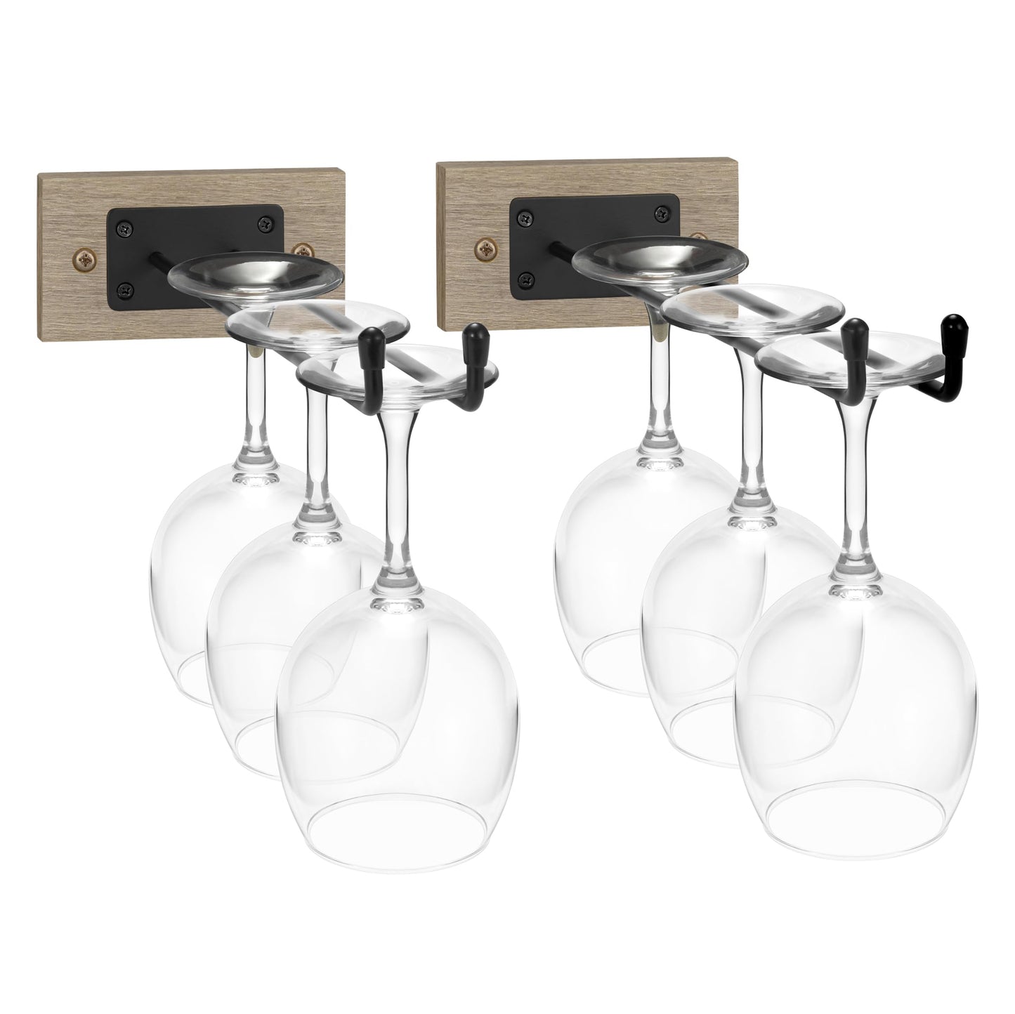 Sorbus Wall Mounted Wine Glass Stemware Rack Set - Wire & Wood Wine Rack Wall Mounted for Wine Glasses, Champagne Glasses, and Drinkware - Complete Your Home Bar & Kitchen Storage, Grey