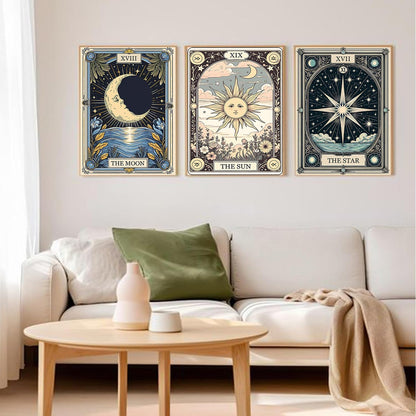Axquilon 3 Pack Diamond Art Kits for Adults, Tarot Diamond Painting Kits for Adults Beginner, DIY 5D Full Drill Gem Art for Home Wall Decor 12x16 inch