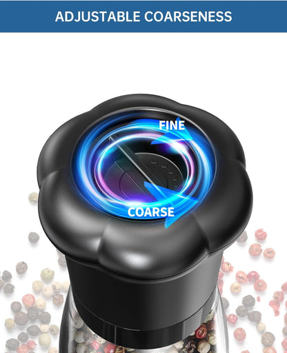 CIRCLE JOY Manual Salt and Pepper Grinder Set - Refillable Shakers with Ceramic Blades, Adjustable Coarseness, BPA-free
