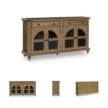 Signature Design by Ashley Barlomore Classic 2-Drawer Accent Cabinet with Adjustable Shelves, Light Brown