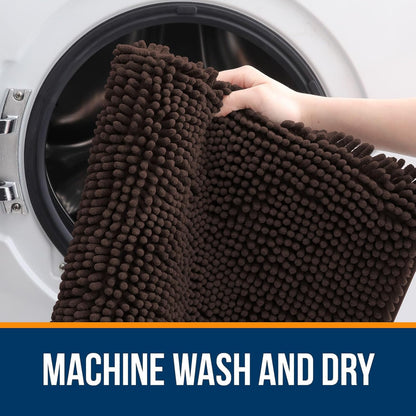 OLANLY Large Bathroom Rugs - Extra Soft Chenille Bath Mats | Quick Dry, Machine Washable, 40x32, Brown