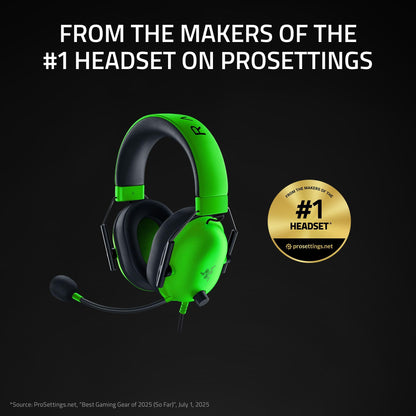 Razer BlackShark V2 X Gaming Headset: 7.1 Surround Sound - 50mm Drivers - Memory Foam Cushion - for PC, PS4, PS5, Switch - 3.5mm Audio Jack - Green